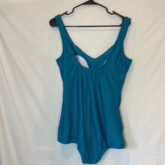 Maxine Of Hollywood Blue Ruched One Piece Swimsuit Size 16 - Picture 5 of 9